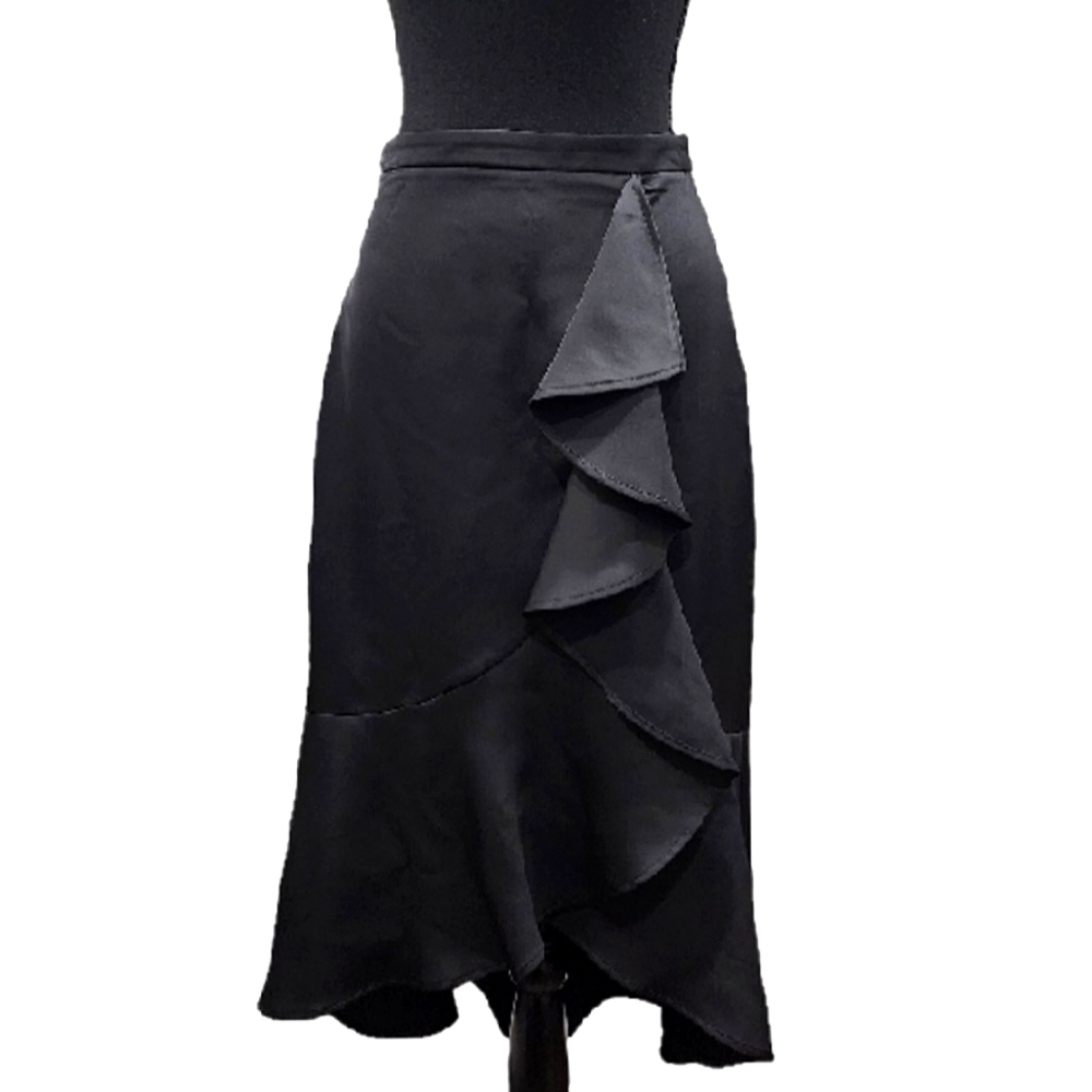 Express Black Ruffle Midi Skirt Size 0